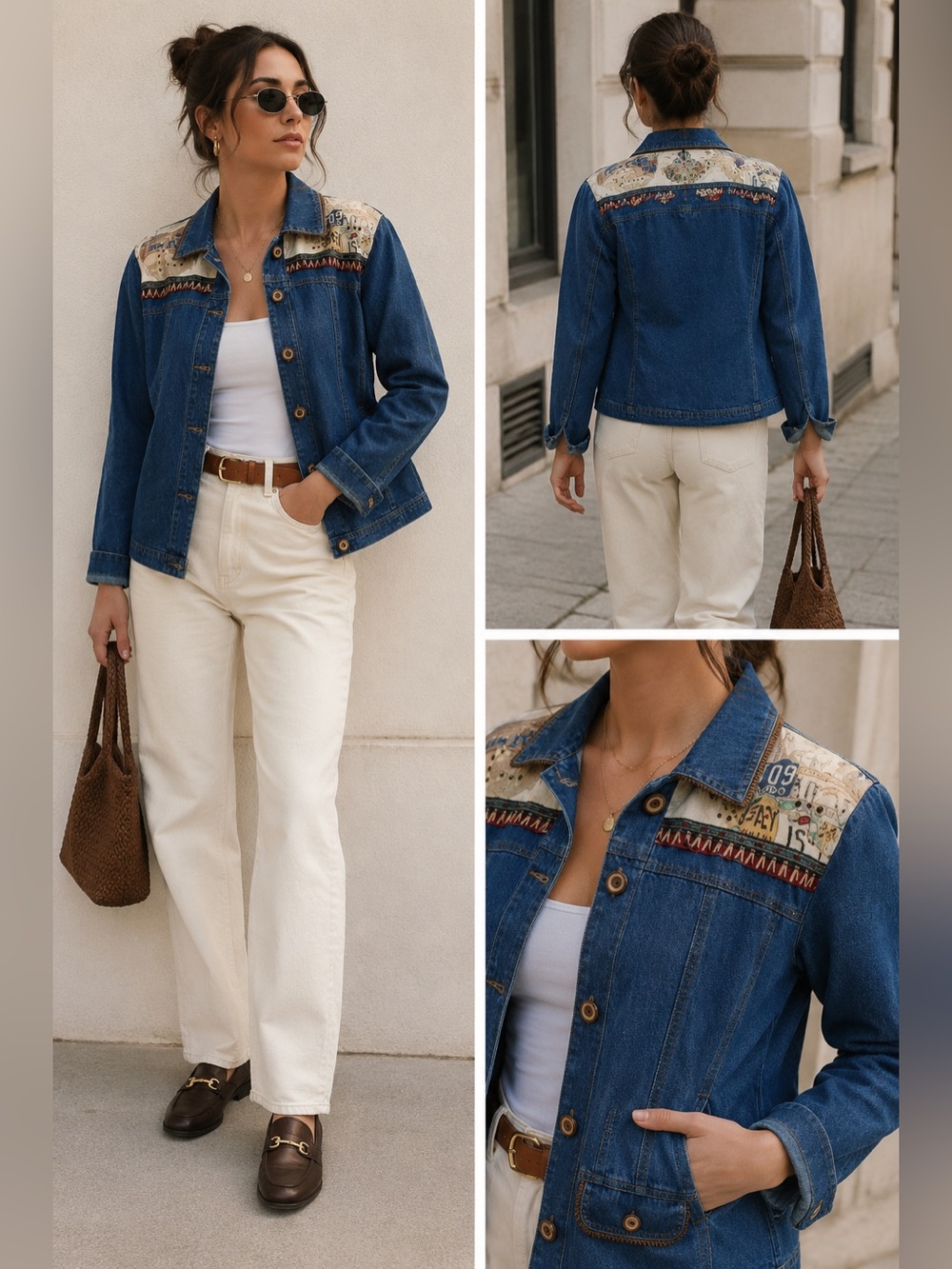 Vintage Embroidered Denim Jacket -lg